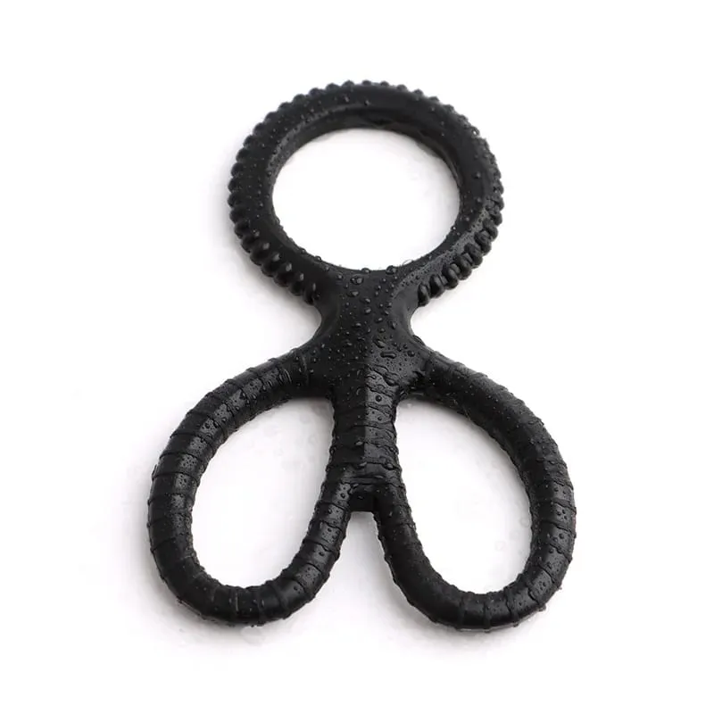Anello per pene in silicone super morbido Ritardo eiaculazione Palla Scroto Barella Triplo anello per pene Cockring BDSM Giocattoli del sesso per gli uomini — image 12