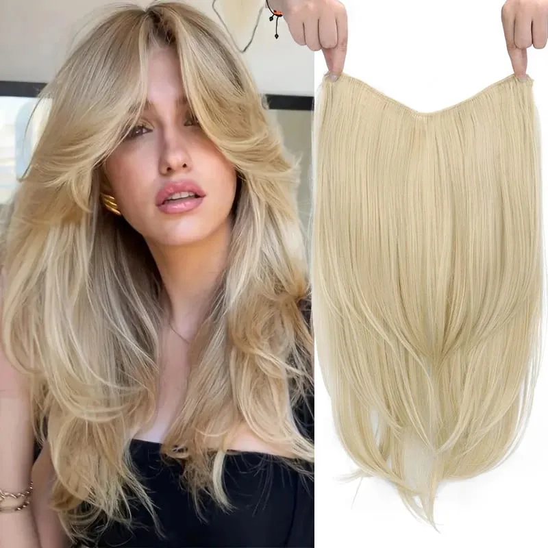 Extension capillaire synthétique multicouche longue et lisse de 22 pouces, postiche en Fiber de Style BB Clip pour femmes, usage quotidien, confiante et élégante — image 16
