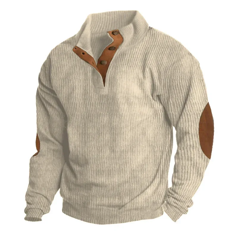 Męska bluza z długim rękawem Cargo American Splicing Patch Pullover Męska kurtka outdoorowa sztruksowa z długim rękawem — image 6
