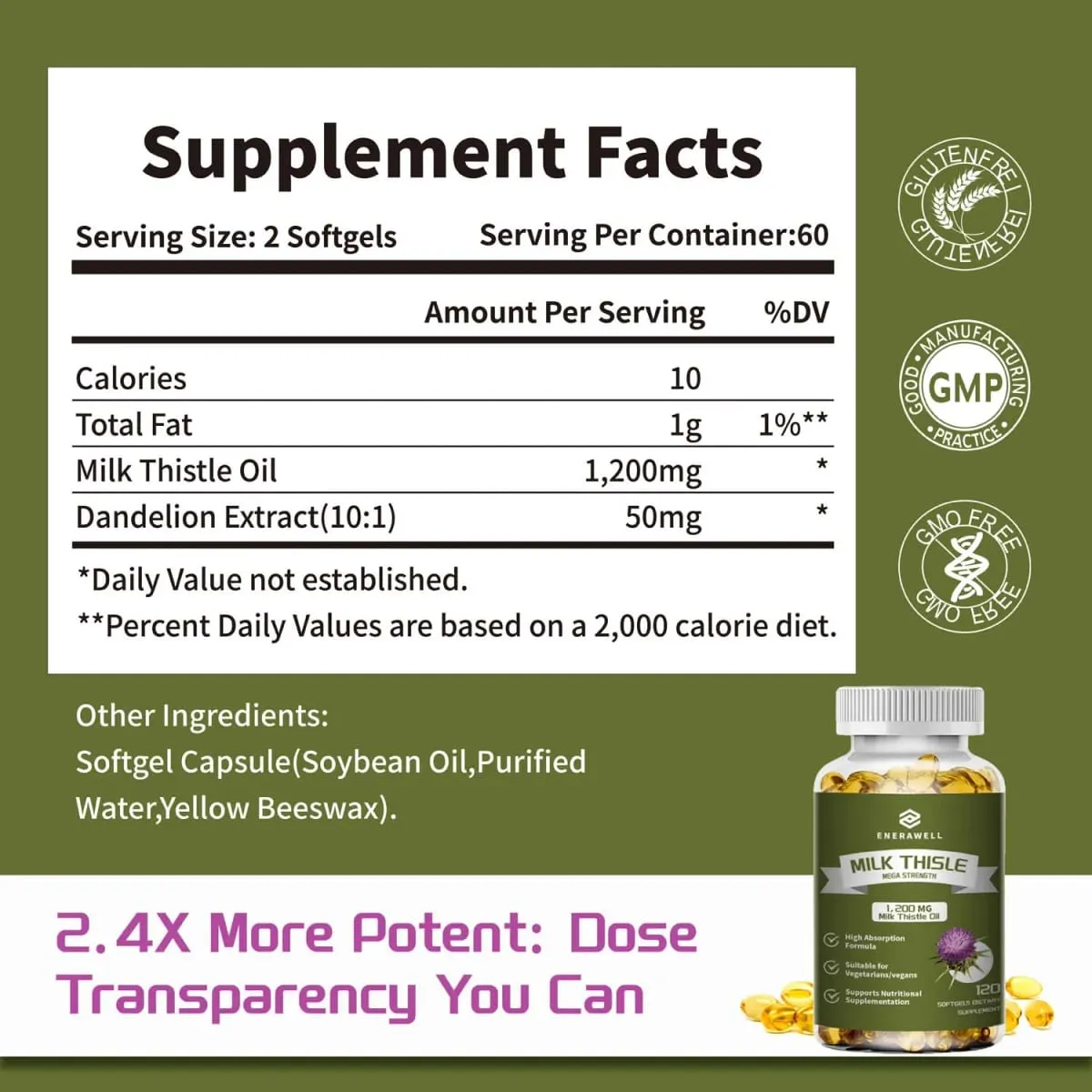 Integratore di radice di dente di leone di cardo mariano - Supporto per la salute del fegato Supporto antiossidante disintossicante 120 capsule — image 4
