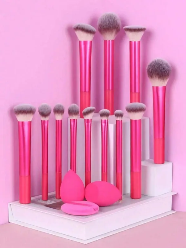 15Pcs 메이크업 브러쉬 세트 소프트 페이스 아이 코스메틱 브러쉬 뷰티 스펀지 파우더 퍼프 메이크업 도구 키트 완료