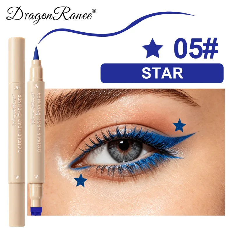 Dobbelt hoved stempel flydende eyeliner Smudsikker hurtigtørrende vandtæt 2 i 1 farverig kærlighedsstjerne sommerfugl øjenlinje blyant makeup