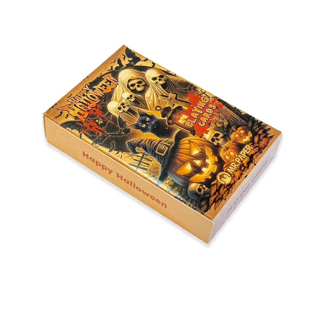 55pcs Vintage ฮาโลวีนเล่นไพ่ดาดฟ้า Spooky ฟักทองโครงกระดูกโป๊กเกอร์การ์ด Dark Gothic เกมกระดานครอบครัว Party Prop ของขวัญ