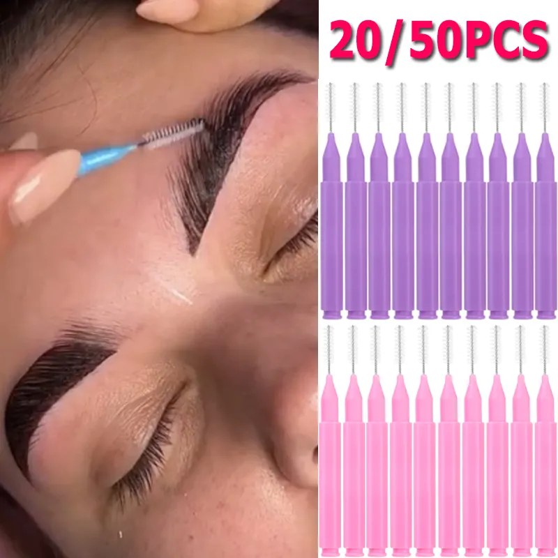 แบบพกพา Mini แปรงคิ้ว 20/50PCS Brow Perm แปรงทิ้ง Bendable Micro Eyelash Brow ยกแปรง Applicators เครื่องมือ — image 2