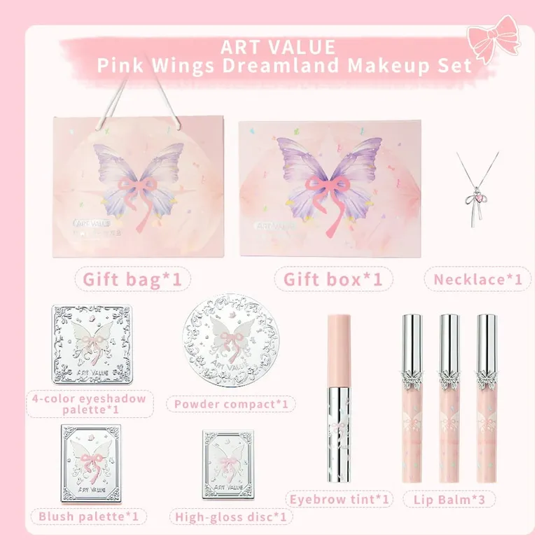 Die Make-up-Sets von ART VALUE enthalten 3 Lipgloss-Tönungen, 1 Rouge, 1 Augenbrauen-Tönung, 1 Lidschatten-Palette, 1 gepressten Puder und 1 Highlighter-Puder — image 5