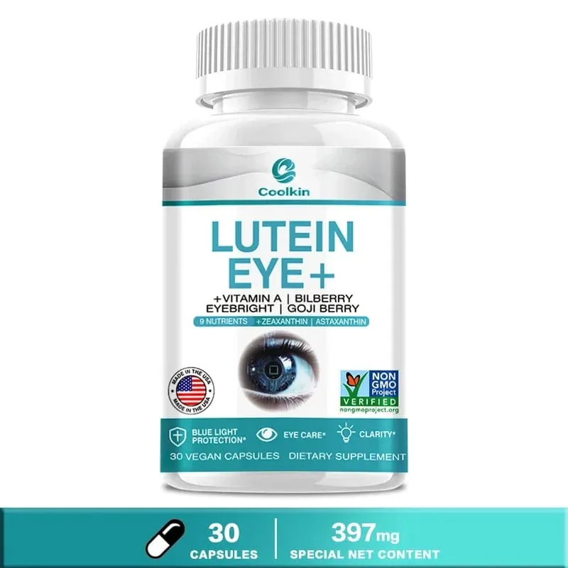 Lutein Capsules - with Zeaxanthin and Bilberry Extract - Supports Eye Health Helps Relieve Eye Strain Improve Vision Health