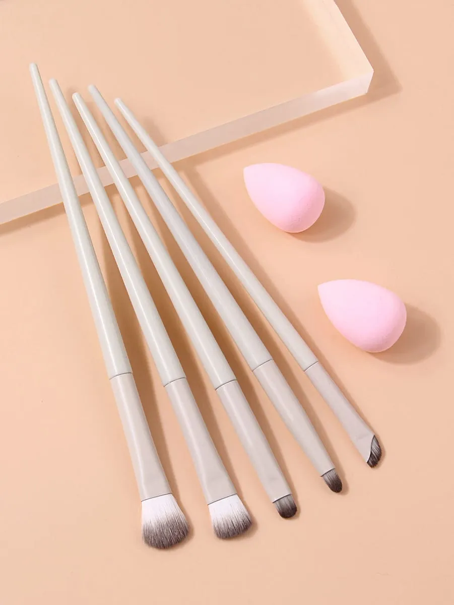 6Pcs Set Berus Solek 2Pcs Span Solek Berus Kosmetik Lembut untuk Pemerah Mata Pembayang Mata Concealer Kontur Wajah Alat Kecantikan Solek — image 1