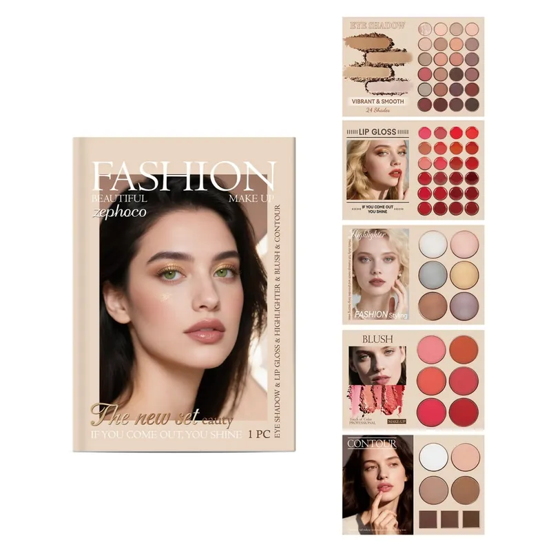 Ensemble de maquillage tout-en-un, pigments naturels, fard à paupières, fard à joues, reflets de Contour, brillant à lèvres, Kit cosmétique complet pour visage, fête quotidienne pour débutant