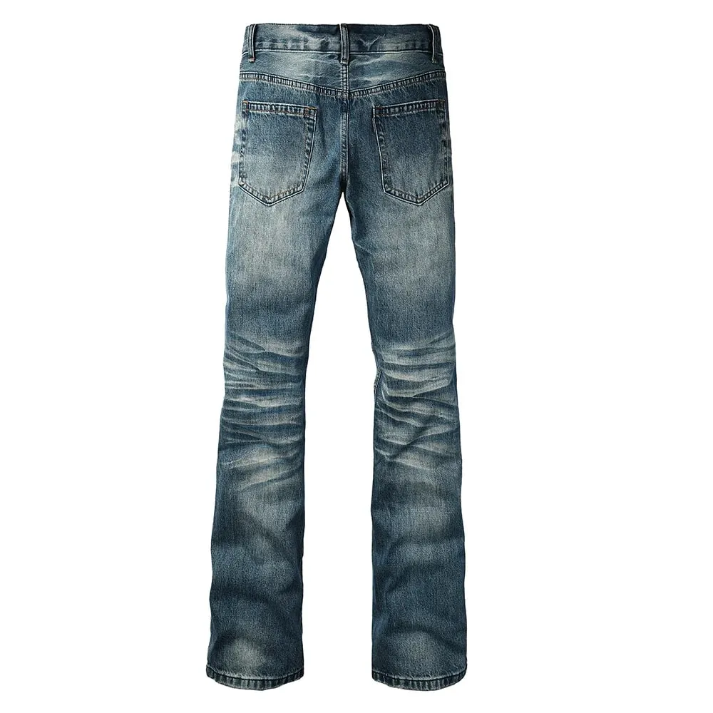 Erkek Çizme Kesim Denim Kot İnce Genişletilmiş Pantolon Mavi Streç Uzun Pantolon Yüksek Kaliteli Desen Baskı — image 2