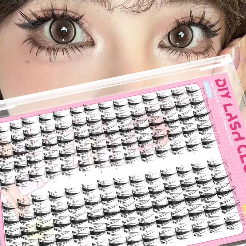 DIY False Eyelash Extensions C Curl 11-15mm Blandet længde Hare Style Genanvendelig Nem at skabe Charmerende øjenmakeup