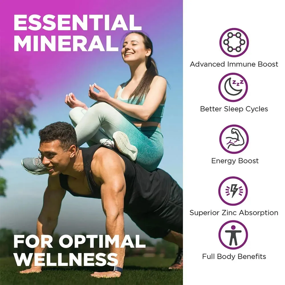 Capsules de picolinate de zinc 100 mg - Soutien immunitaire respiratoire Santé de la peau et des os Supplément hautement absorbé — image 2