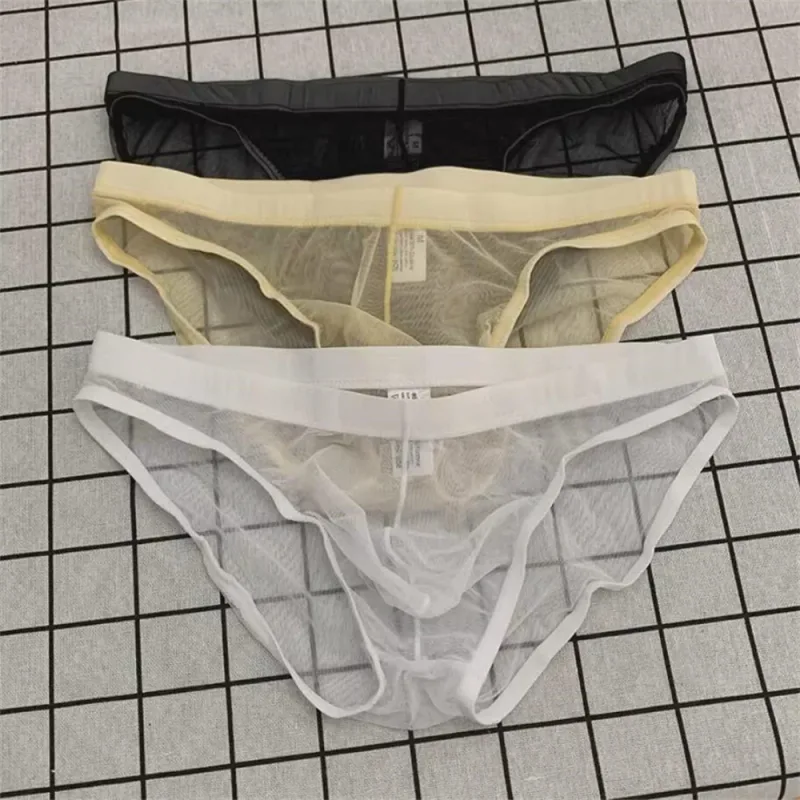 Slip da uomo ultrasottili in rete sexy completamente trasparenti Mutandine trasparenti Vedi attraverso la biancheria intima Mutande maschili ad asciugatura rapida Taglie forti — image 5