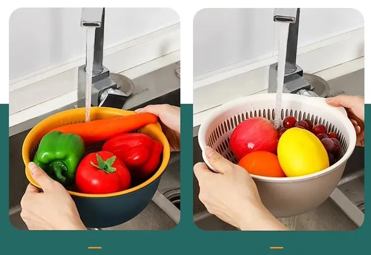 6PCS 주방 싱크 야채 드레이너 과일 바구니 다기능 3 크기 Stackable Wash Basin 야채 배수 바구니 분지 — image 10