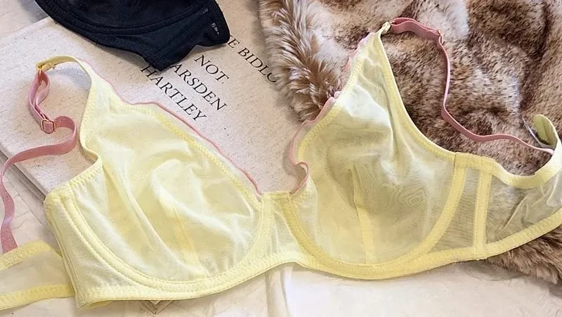 Minimizer 브래지어 플러스 사이즈 Underwire 프랑스 스타일 삼각형 컵 섹시한 메쉬 란제리 세트 지원 32-40 MOYISU 섹시한 브래지어 세트 BC — image 15