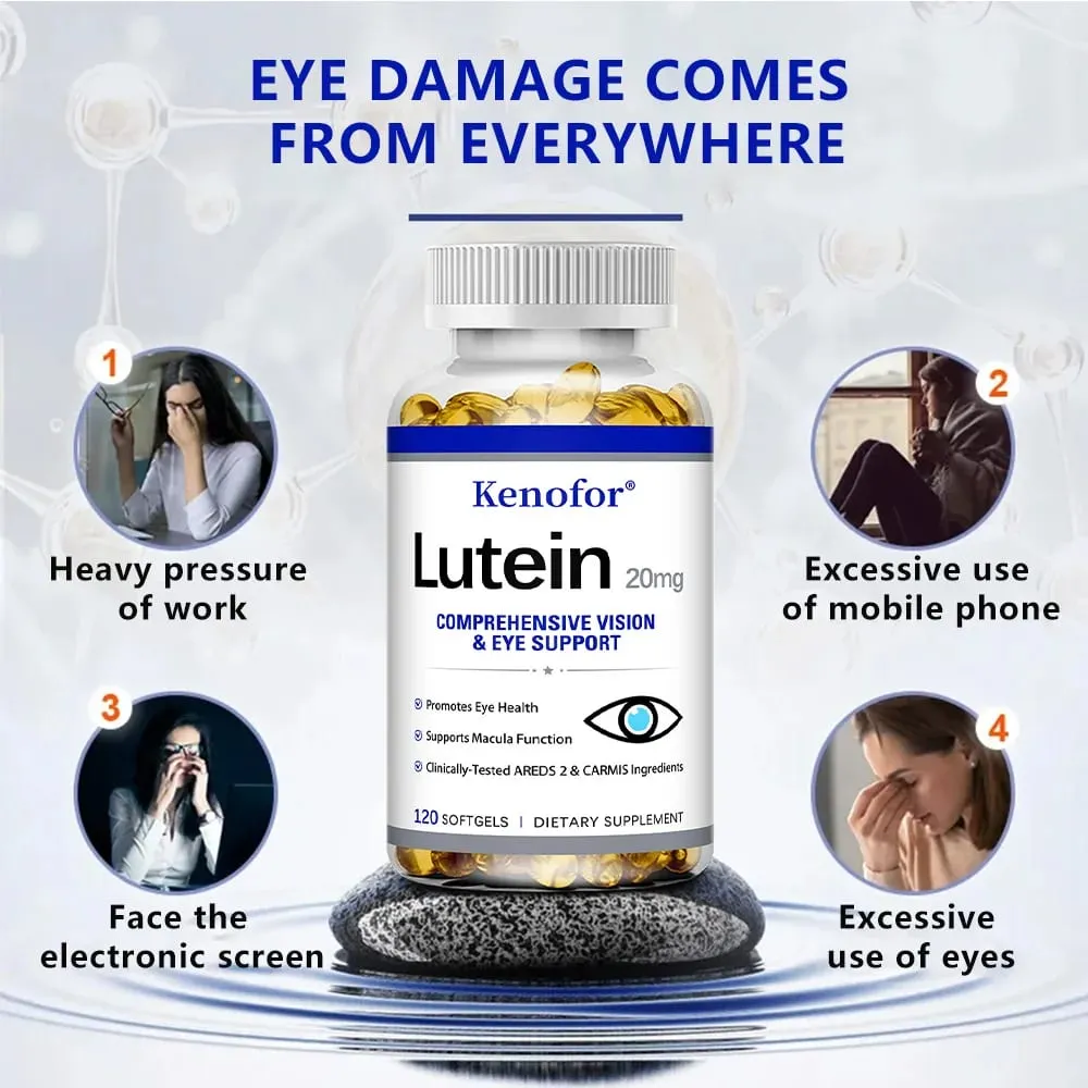 Capsule di luteina - con zeaxantina e vitamina E - Potente antiossidante per la salute degli occhi che migliora la salute della vista - 120 Capsule — image 2