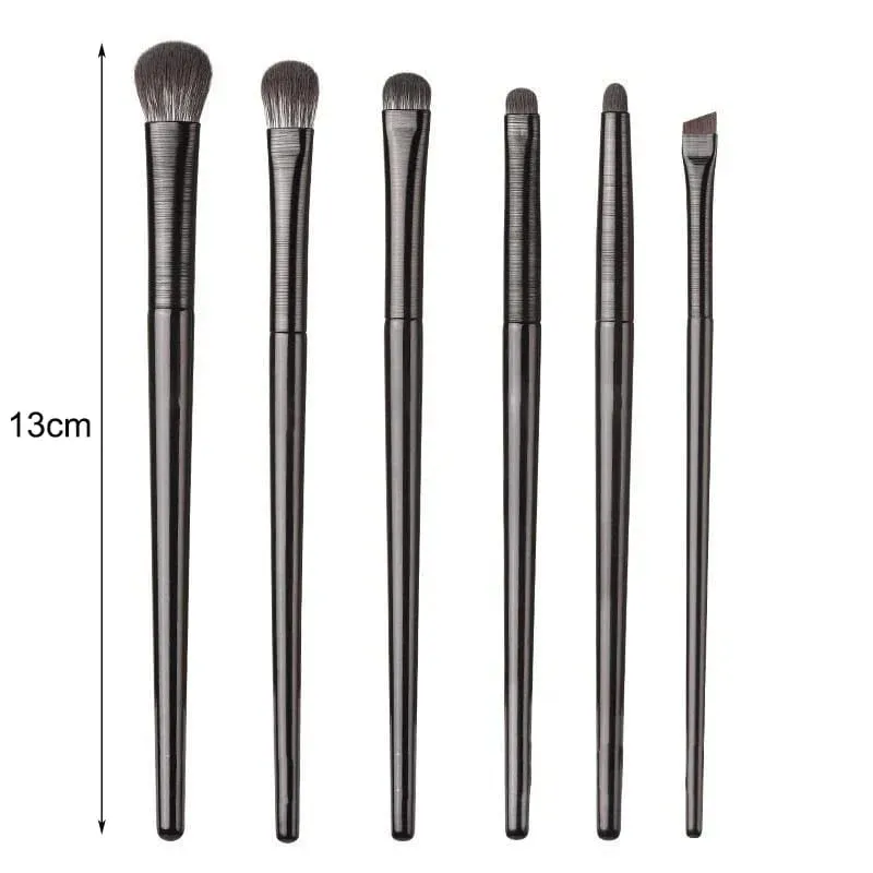 6pcs Berus Mekap Mata Hitam Set Berus Pembayang Mata Pembayang Mata Kontur Profesional Alat Kosmetik Pengadun Mudah Alih Kecantikan Wajah — image 2