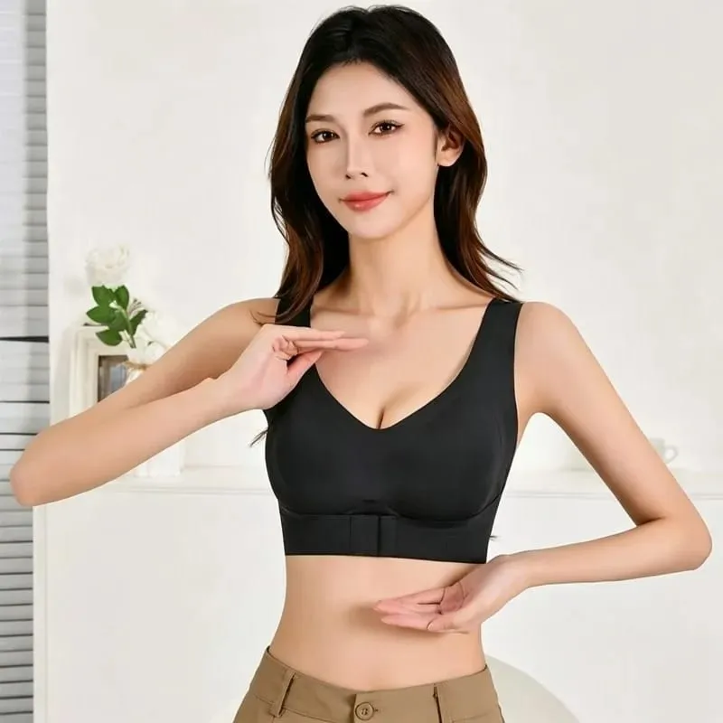 Női elöl záródó keresztben, hátul vezeték nélküli, testtartást biztosító melltartók Varrat nélküli, teljes fedőtámla Push Up Bralettes testtartásjavító melltartók