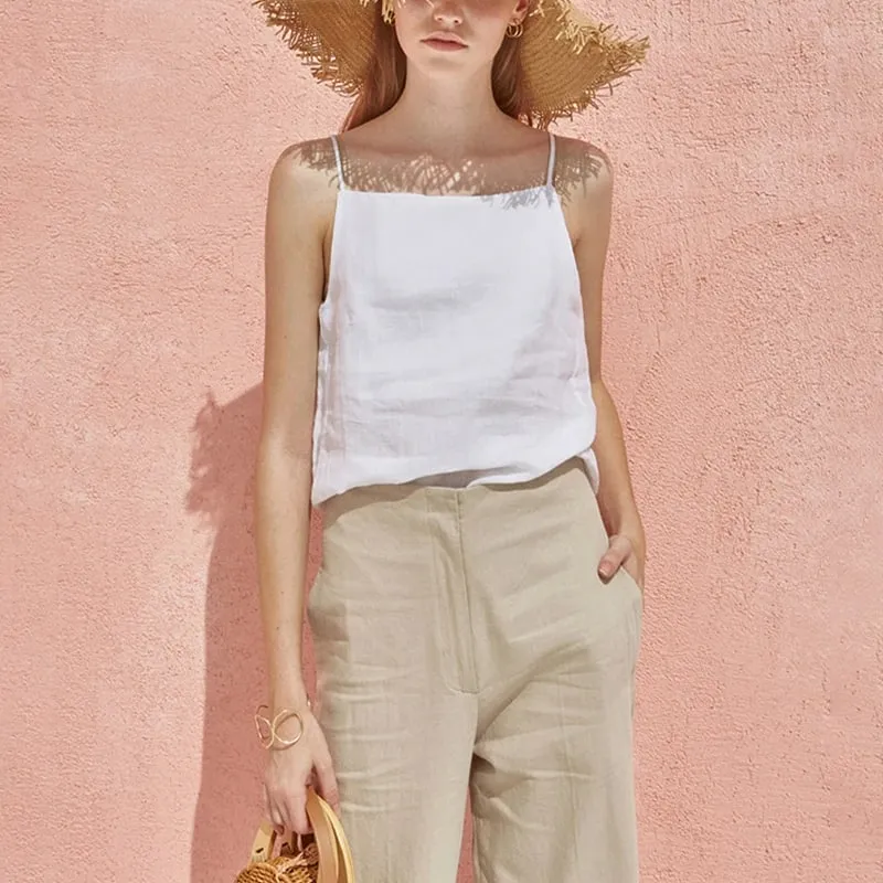 Baumwolle Leinen Sommer Tops Für Frauen 2026 Sexy Ärmellose Grundlegende Streetwear Tank Top Frauen Ästhetische Kleidung Haut Femme — image 5