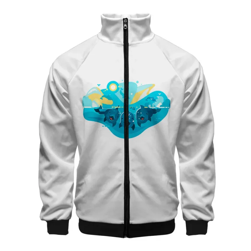 Popular Marine animals dolphin 3D Print Zipper Raglan Jacket Windbreaker Boys/Girls Comfortable Stand Collar Jackets Coats — image 7