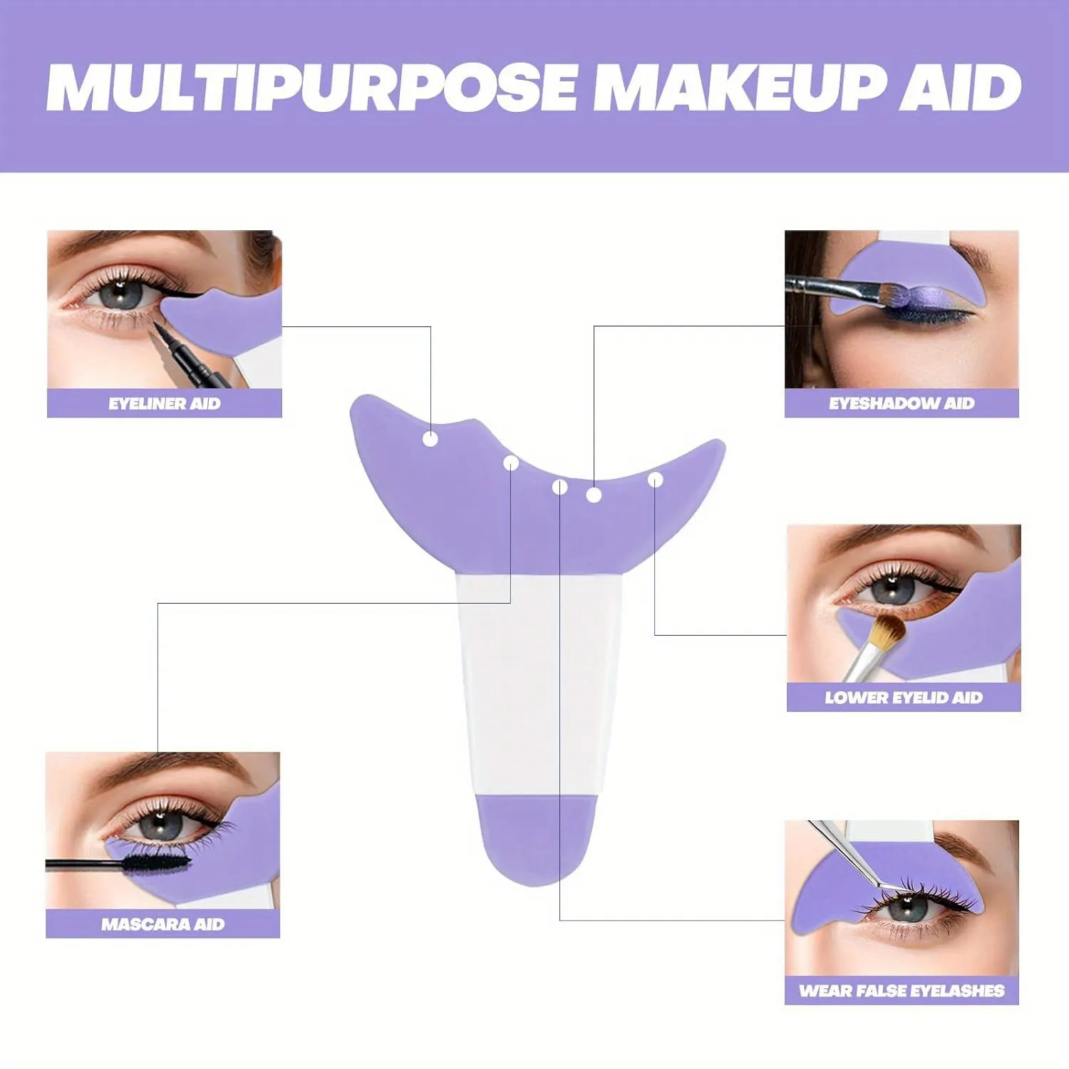 3-in-1 ซิลิโคน Eye Makeup Assistant TOOL-มาสคาร่า SHIELD อายไลเนอร์ท่องเที่ยว & อายแชโดว์ที่ถอดออกได้ Applicator แปรงแต่งหน้าตา — image 1