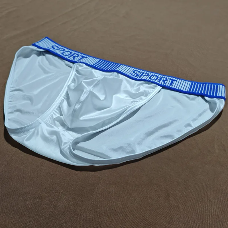 ผู้ชายส้อมสูงกางเกงกลางเอวยืดหยุ่นBreathable Uนูนกางเกงผ้าไหมน้ำแข็งชุดชั้นในผู้ชายกระชับSilkyกางเกงขาสั้น — image 7