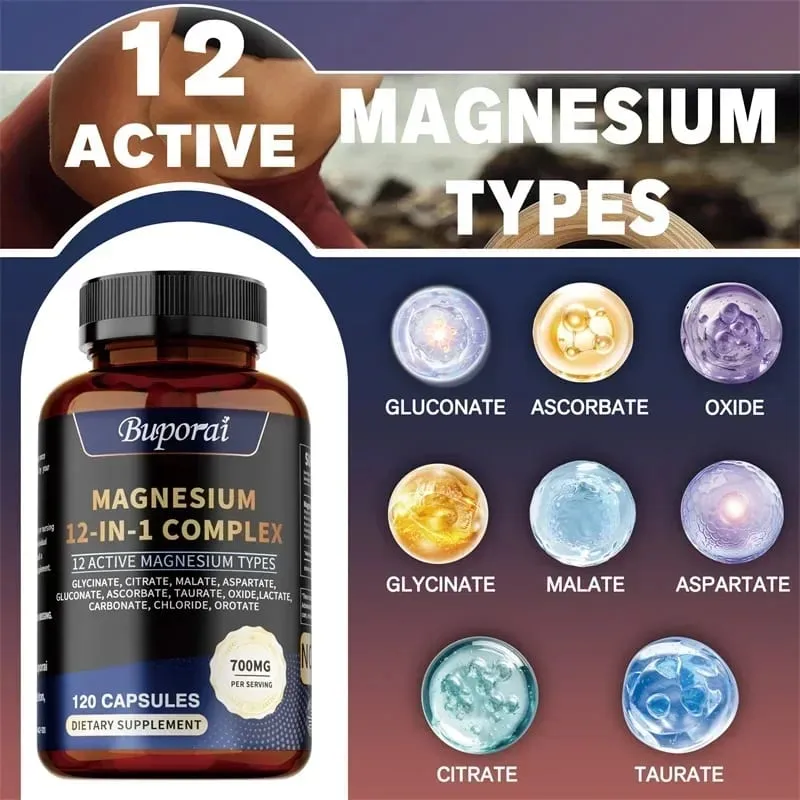 Capsule del complesso di magnesio - Promuove la salute delle ossa, del cuore e dei muscoli Calma i nervi Aumenta l'energia naturale Migliora l'immunità — image 4
