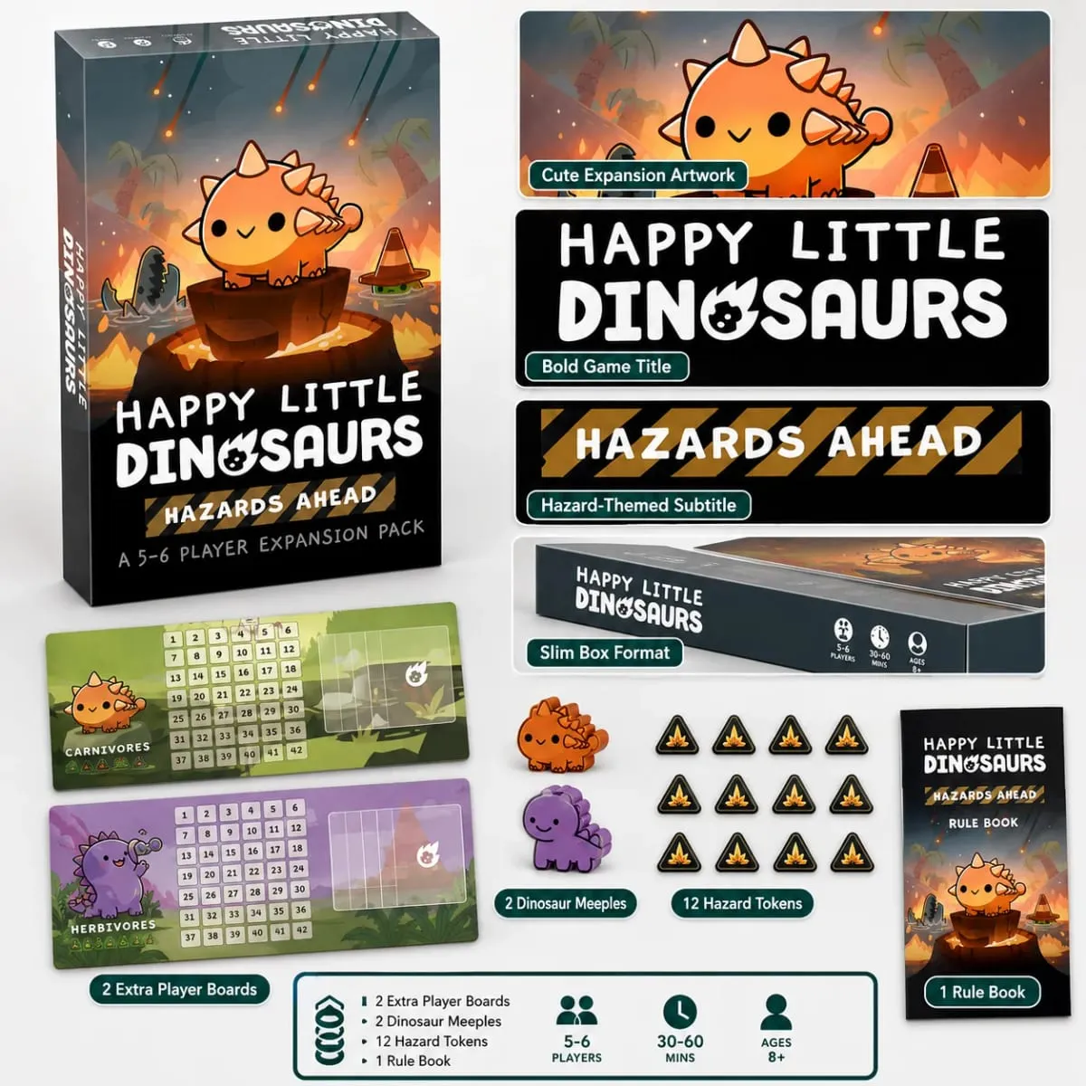 HappyLittle Dinosaurs Kartenspiel-Erweiterungspaket, lustiges Strategie-Party-Brettspiel für Familienfreunde, Kinder und Erwachsene, englische Version — image 3