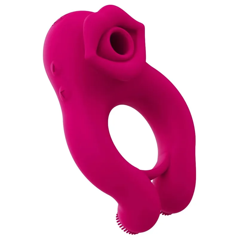 Eiaculazione ritardata Anello del pene Sex Shop Materiale morbido Anello del rubinetto Succhiare stimolatore del clitoride Massaggiatore dello scroto Giocattoli del sesso per le coppie