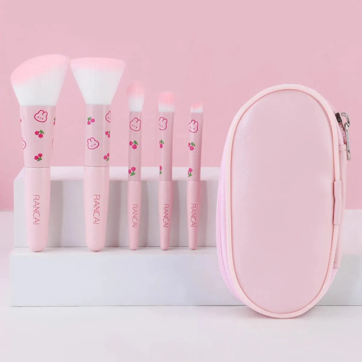 5 Keping Set Berus Mekap Padat Comel Dengan Berus Premium Sarung untuk Alat Kecantikan Aplikasi Pemerah Mata Bedak Tanpa Cacat — image 1