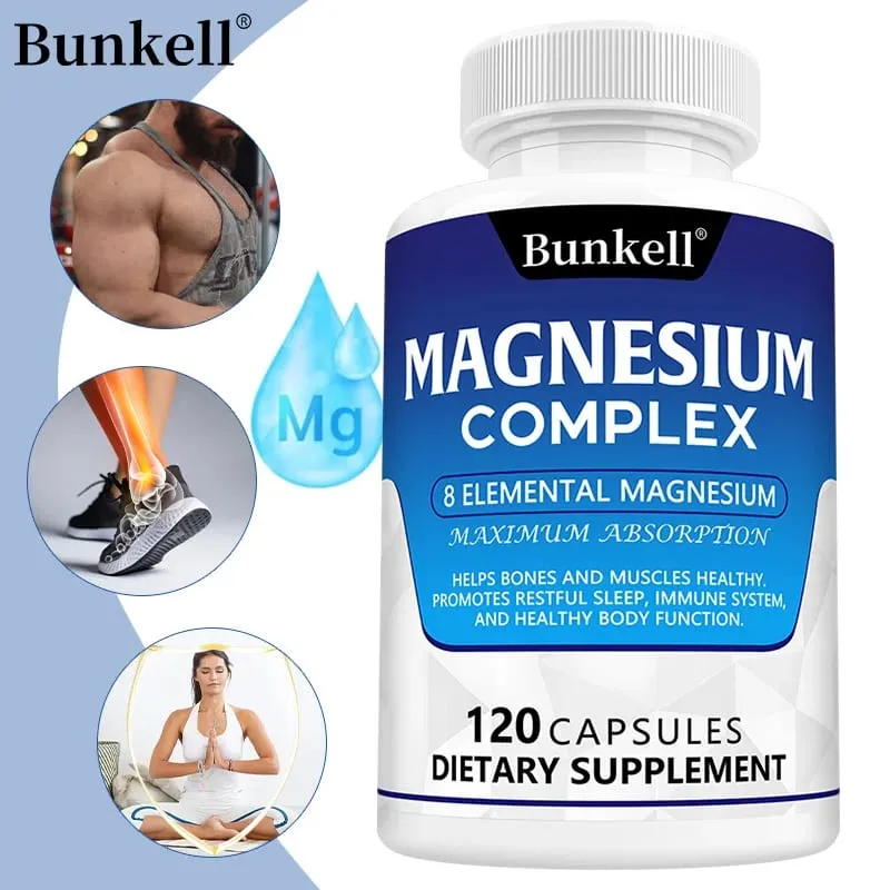 Bunkell Magnesium Complex 5 Forms תמיכה בספיגה גבוהה עצם לב שרירי שינה ועיכול תוסף תזונה ללא GMO — image 1
