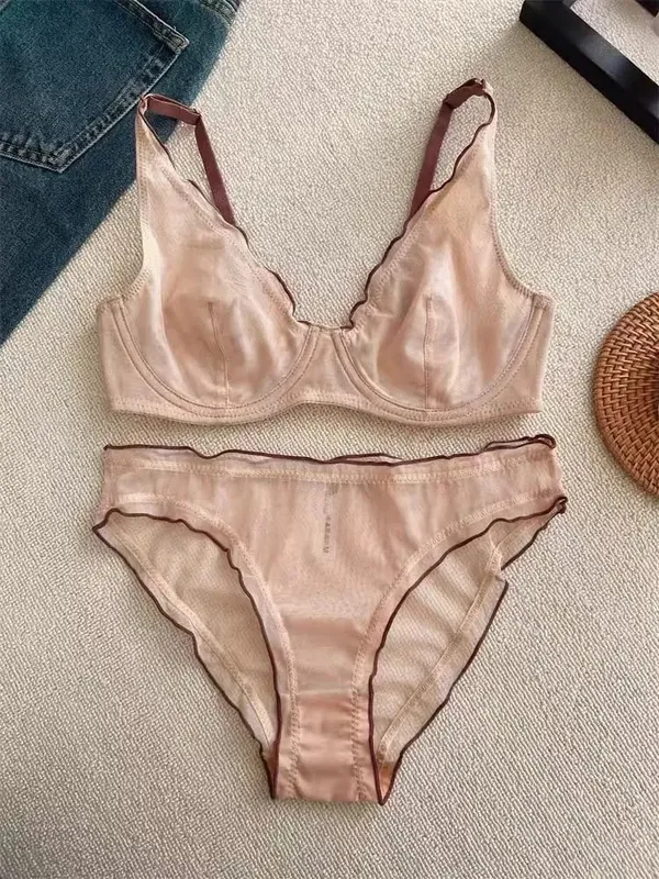 Set di reggiseno a coppa piena da donna di nuovo arrivo Set di biancheria intima comfort quotidiano ultra sottile minimizzatore supporto sexy anti-cedimento laterale sottile ABCD — image 16