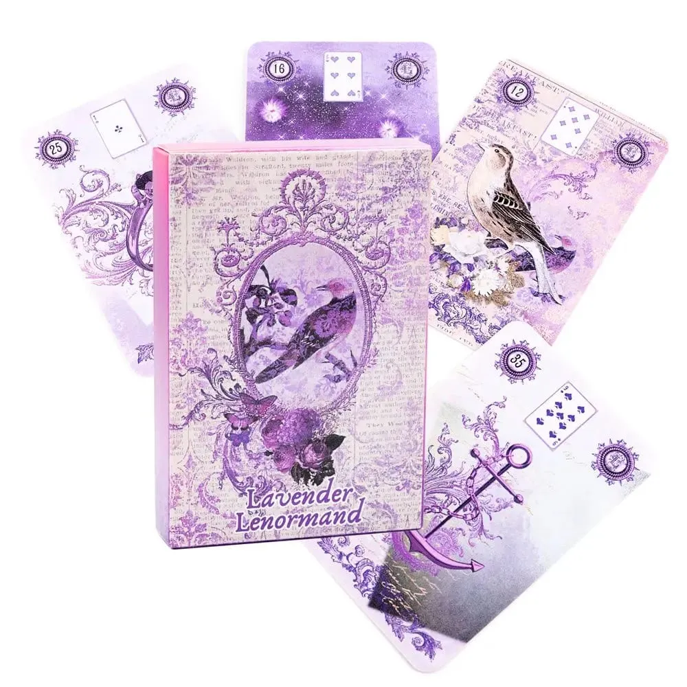 Lavender Lenormand Deck - 9*6cm 36 Cards with Vintage Botanical Illustrations Shabby Chic Purple Aesthetic Tarot Alternative — image 2