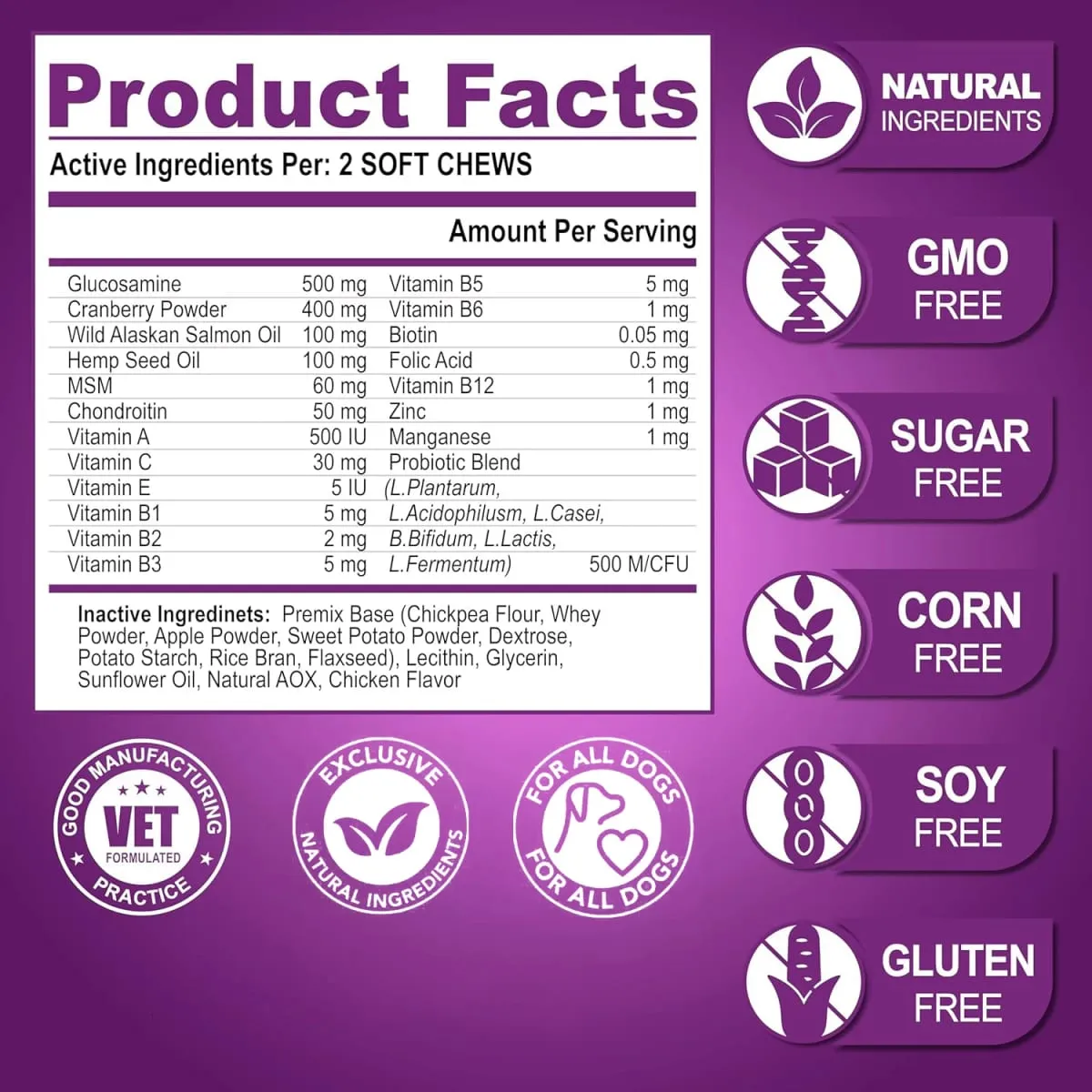Senior & Puppy Dog Multivitamin Supplement Multi Vitamins Chicken Flavor Chews for Pet Joint Immunity Mobility Energy Gut Skin — image 5