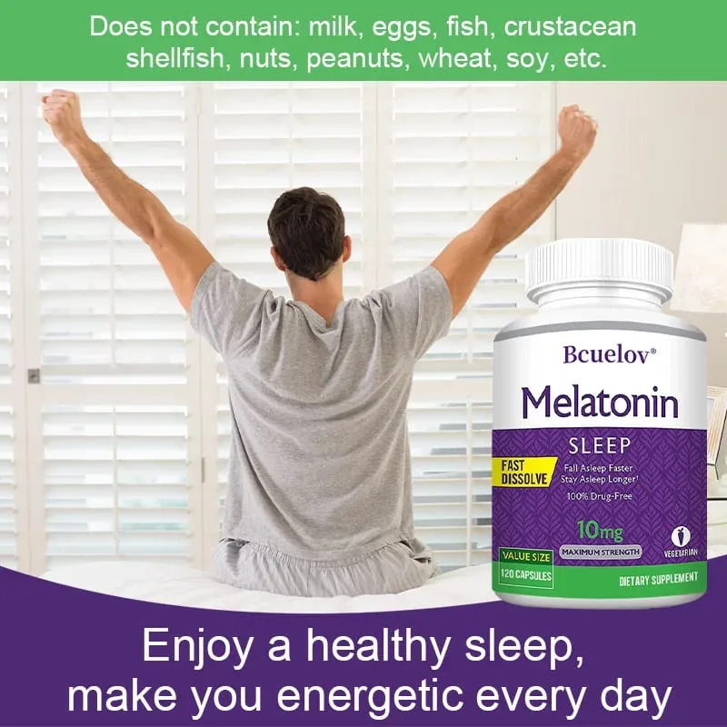 Melatonin 10 Mg Instant 120 Capsules - Natural Flavor Fall Asleep Faster Sleep Longer Natural Sleep Aid — image 6