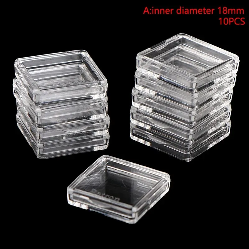 Conteneurs de protection carrés en plastique transparent, 10 pièces, étui pour jetons, support de jeu de société, boîtes de collection de cartes, tendance — image 8