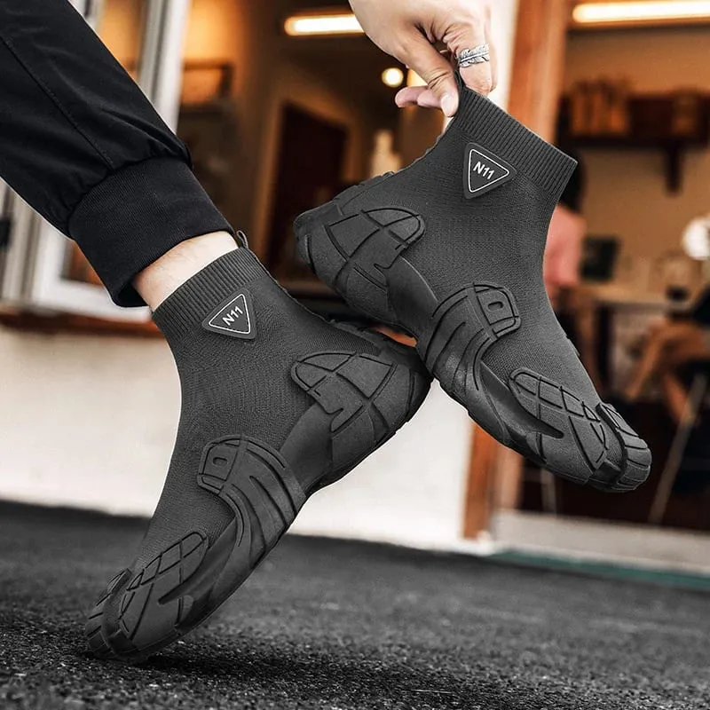 Stivali casual da uomo per esterni Stivali invernali firmati Scarpe da ginnastica morbide Calzini da uomo traspiranti Scarpe slip on scarpe sportive da passeggio leggere e piatte — image 7