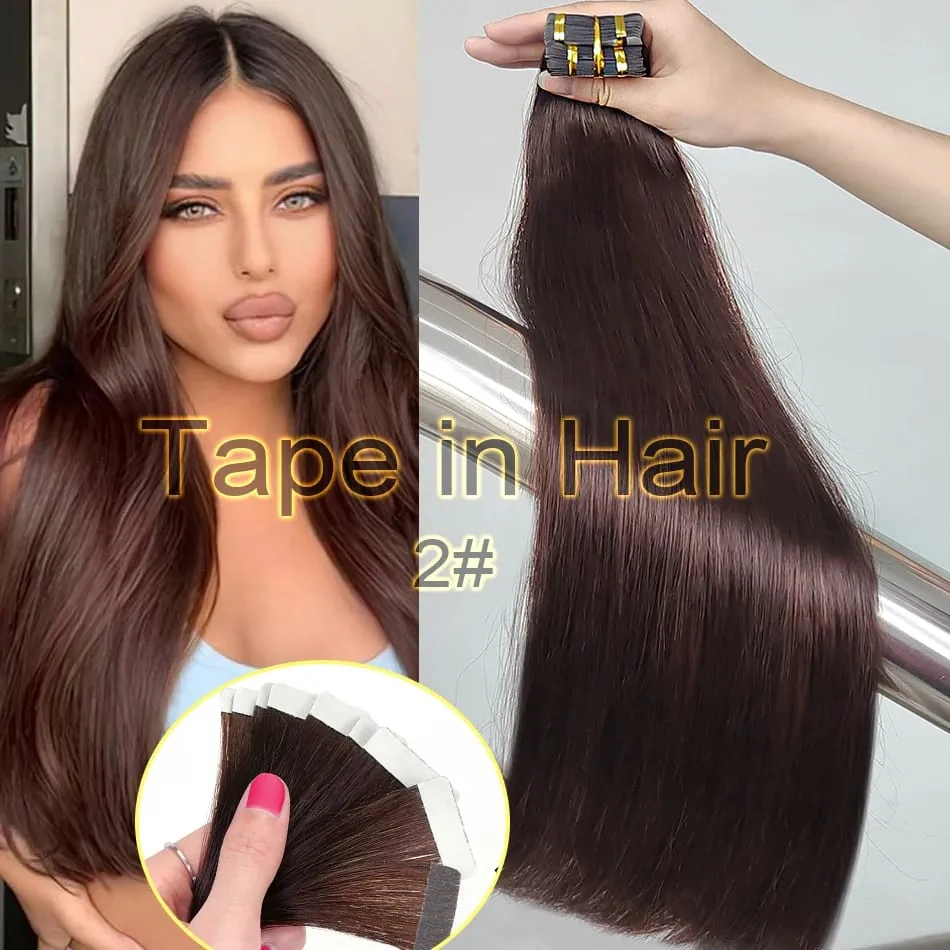Nastro adesivo all'ingrosso europeo a doppio disegno nelle estensioni Nastro Remy allineato con cuticole invisibili nelle estensioni dei capelli 100% capelli umani — image 9