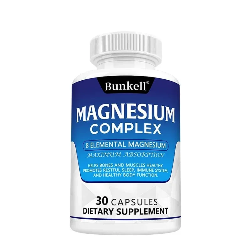 Bunkell Magnesium Complex 5 Forms תמיכה בספיגה גבוהה עצם לב שרירי שינה ועיכול תוסף תזונה ללא GMO — image 8
