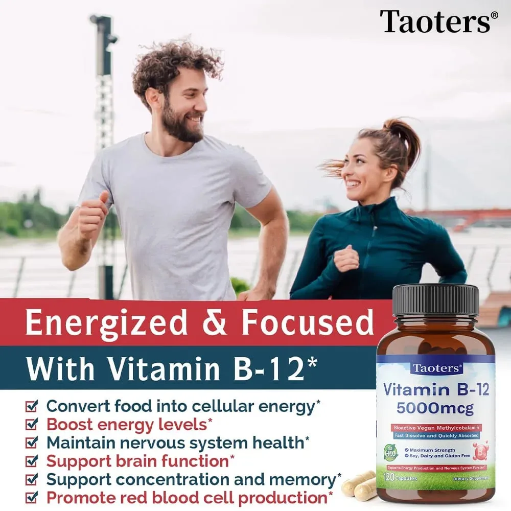 Vitamin B12 5000 Mcg - Kekuatan Ekstra - Suplemen untuk Mendukung Tingkat Energi Kejernihan Mental Kesehatan Sistem Saraf