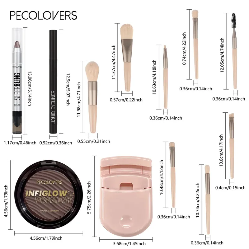 Collezione di trucco per occhi da 12 pezzi Ombretto luccicante Eyeliner liquido Pennelli per trucco per occhi morbidi Set di cosmetici per la bellezza quotidiana degli occhi — image 4