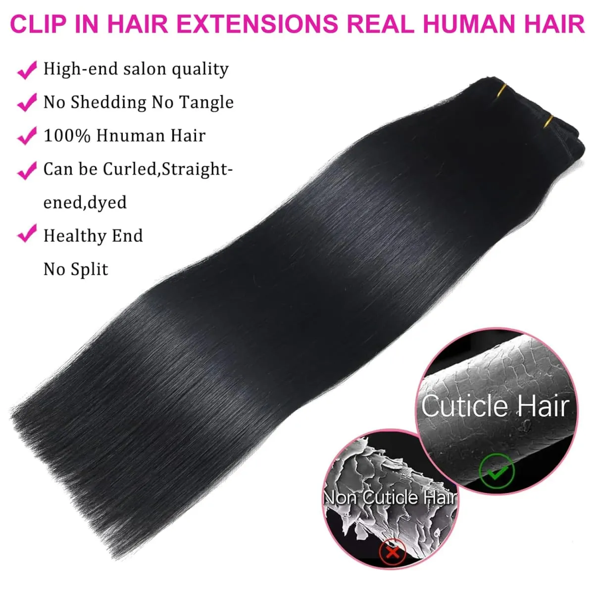 Gerade Clip-in-Echthaarverlängerungen, braune, unverarbeitete Haarverlängerungen, voller Kopf, brasilianisches Haar, nahtlose Clip-Ins-Verlängerung — image 2