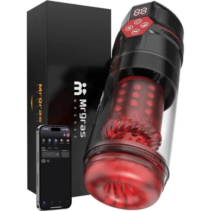 Aplikasi LED Otomatis Cangkir Masturbasi Pria 7 Mengisap Berputar Menjilati Mode Menyodorkan Mainan Seks Stroker untuk Pria Simulator Sepong — image 1