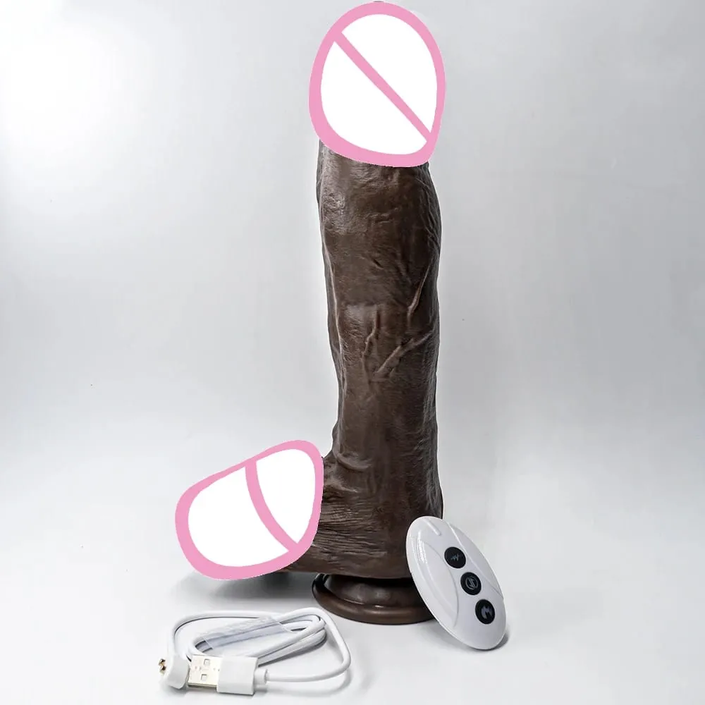 11,4in Penggetar Kontol Besar Tali Lesbian Pada Penggetar Dildo Pemanas Teleskopik Dildo USB Mainan Seks Nirkabel Dapat Diisi Daya USB untuk Wanita — image 2