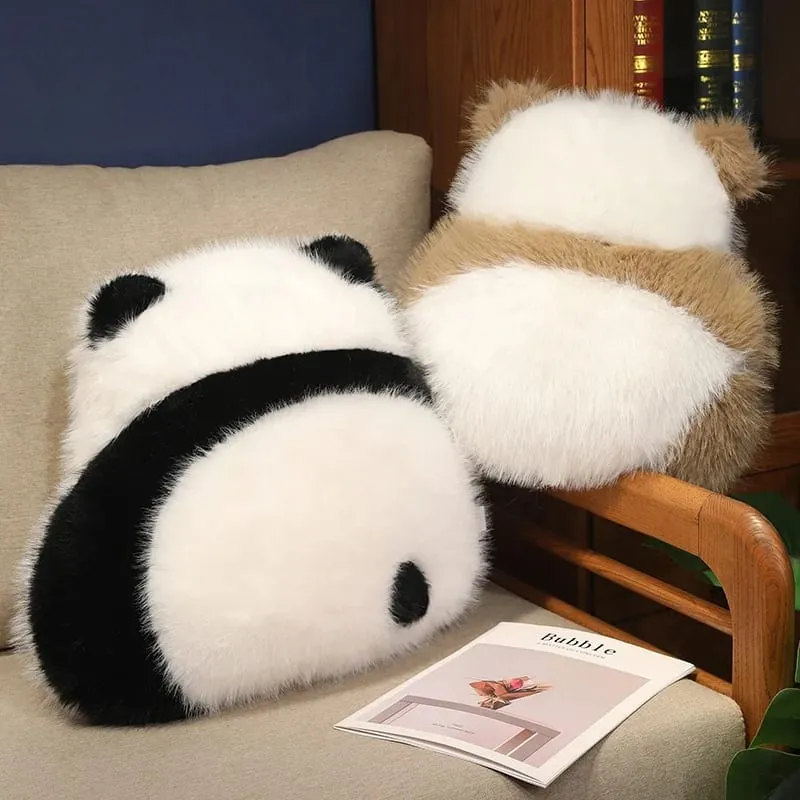 Super Fluffy Plush Panda Shadow Stuffed Qizai Back View Cushion Nordic Style Sofa Decor PIllow Chocolate Panda Hug Waist Pillow — image 9