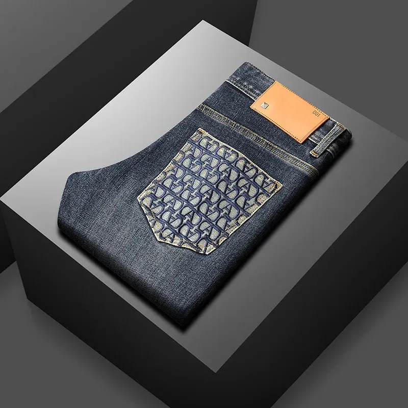 Jean de luxe léger pour hommes, pantalon Slim polyvalent, haut de gamme, décontracté, abordable, à la mode, nouvelle collection printemps et automne 2024