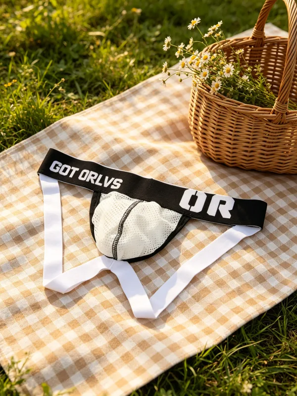 Mens G String Mesh Underwear Contrast Printed Letter Wide Elastic Waist 3D Contour U Pouch Fine Mesh Material Sophisticated — image 11