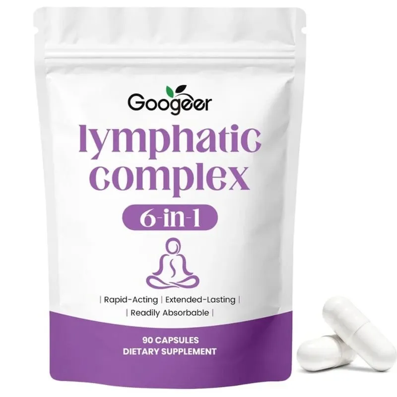 Googeer Lymphatic Complex 6-in-1 כמוסות עם זרימת לימפה ותמיכה בניקוז מגנזיום אבץ מינרלים 90 כמוסות
