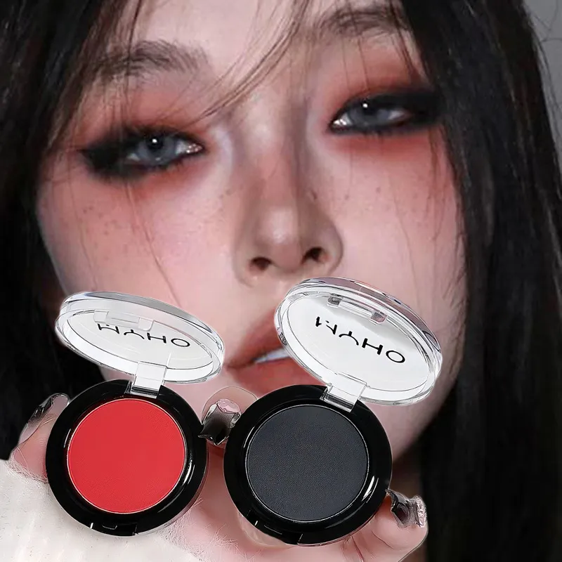 Palet Pembayang Mata Monokrom Mini Matte Smoky Biru Merah Monokrom Penyerlah Cahaya Putih Semulajadi Untuk Kontur Mata Halus Mencerahkan — image 1