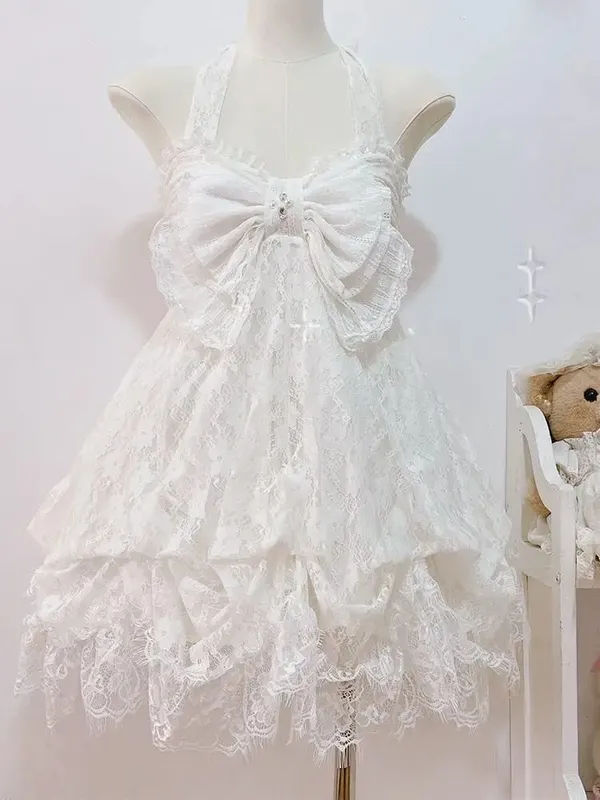 Sommer Neue Vintage Elegante Frau Kleid Liebsten Bogen Patchwork Hohe Taille Puffy Mini Kleid Weibliche Französisch Chic Sexy Outfits 2025 — image 12