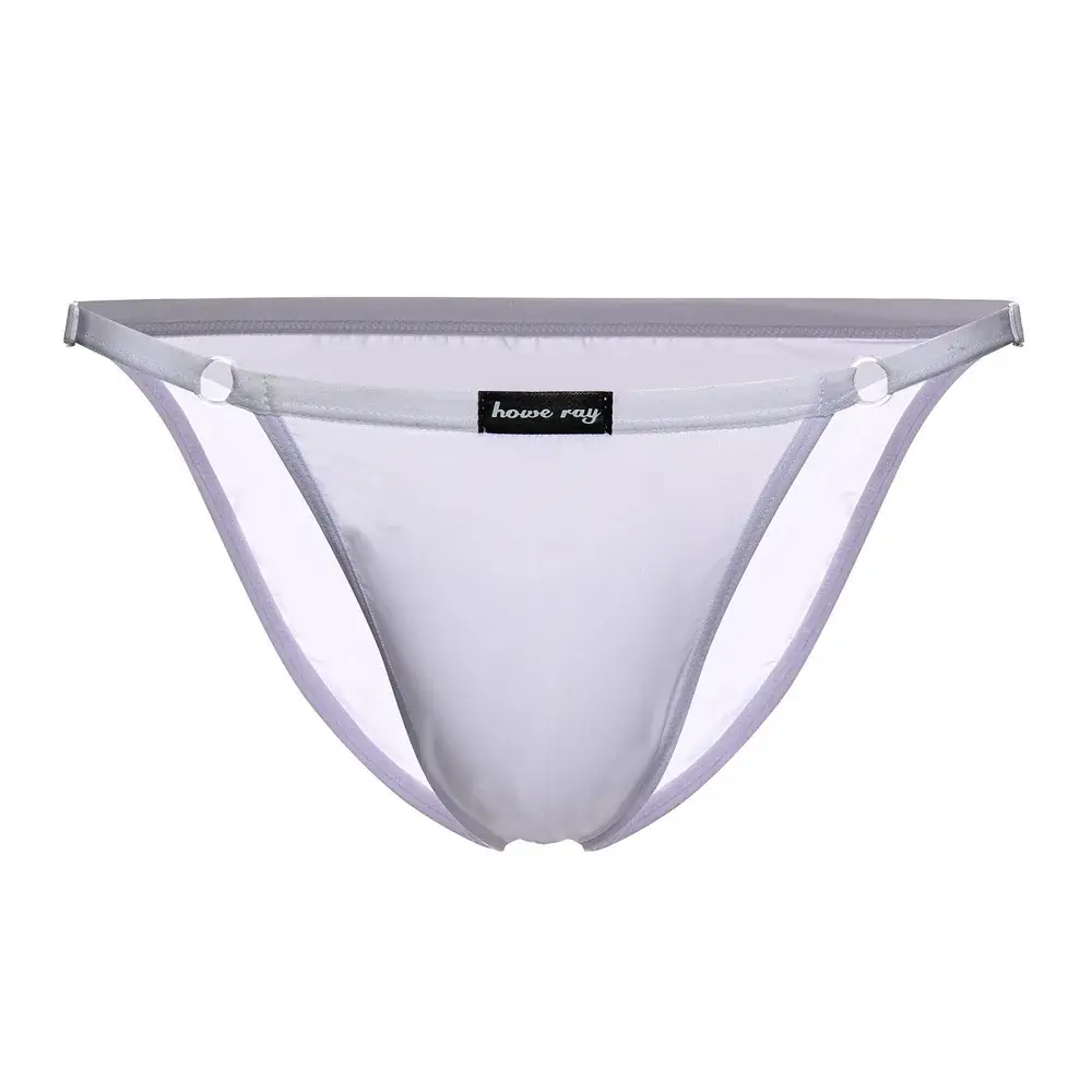 Adjustable Men's Sexy Brief Underwear Ice Silk Thin Transparent Comfort Quick Drying Mankini Gays U Convex Pouch High Fork Tanga — image 1